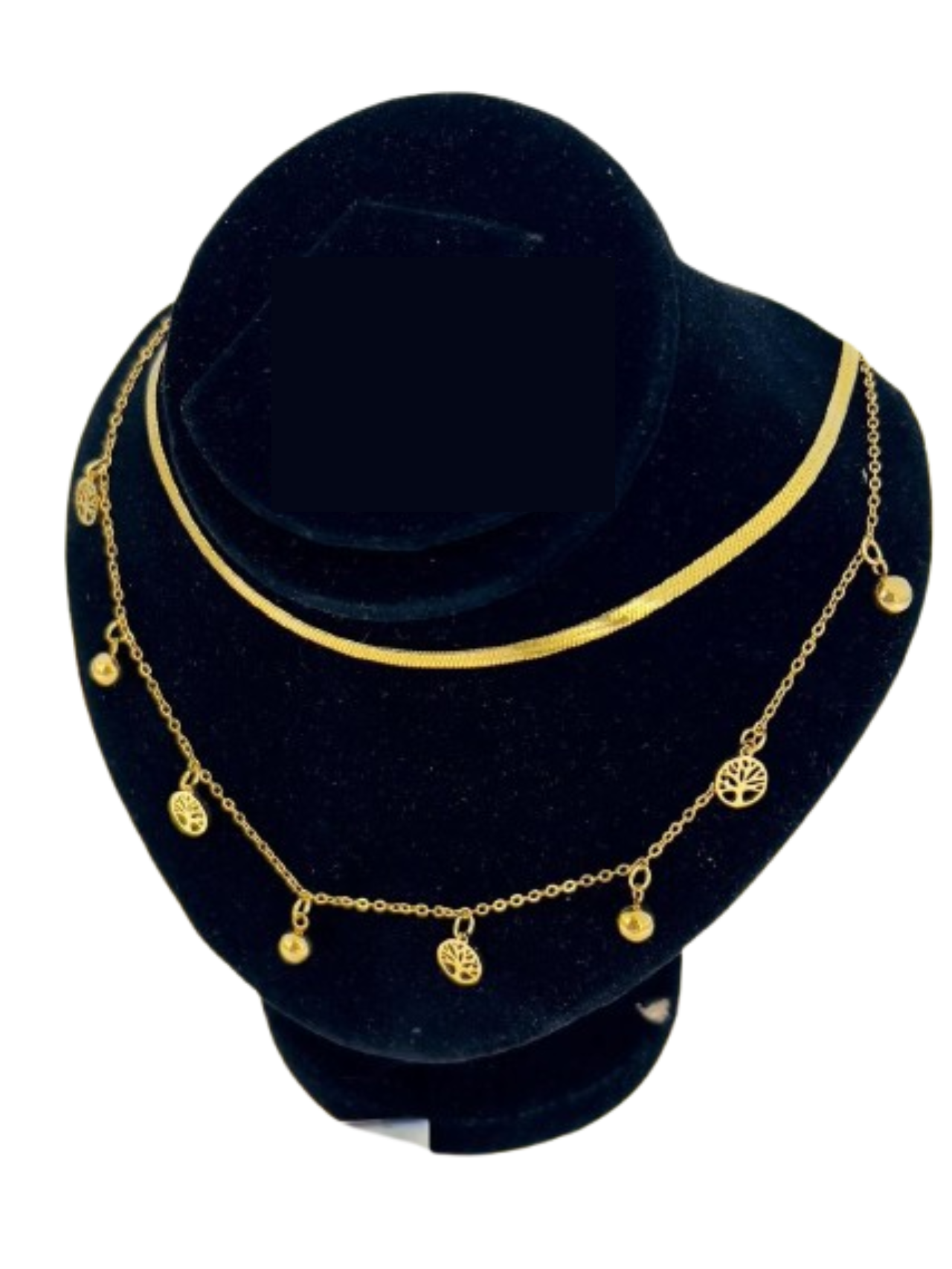 TREE STYLE DOUBLE CHAIN NECKLACE