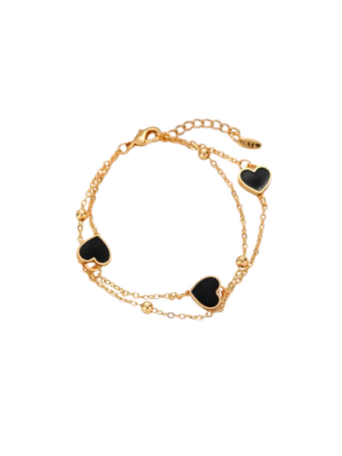 BLACK HEART CHAIN BRACELET